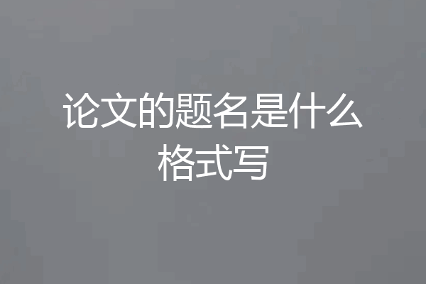 论文的题名是什么格式写