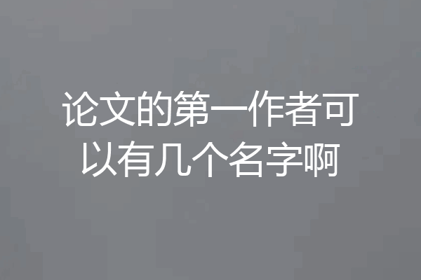 论文的第一作者可以有几个名字啊