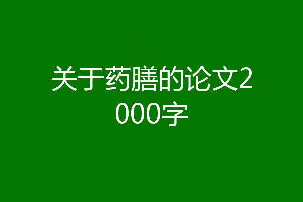 关于药膳的论文2000字