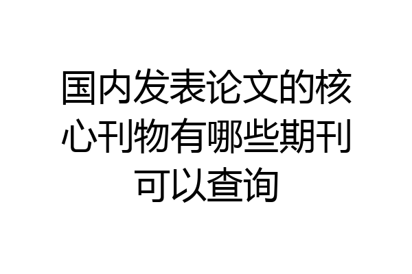 国内发表论文的核心刊物有哪些期刊可以查询