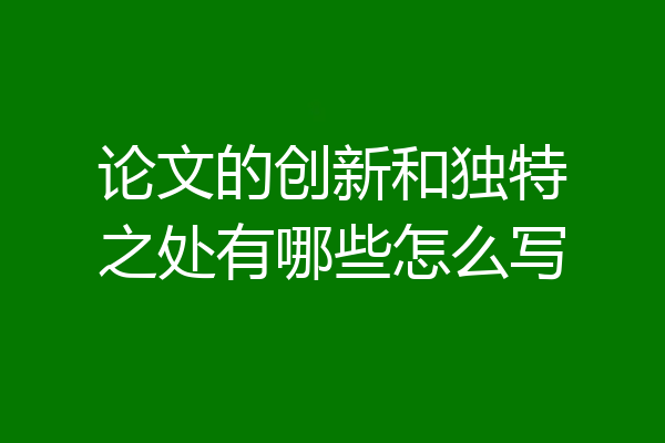 论文的创新和独特之处有哪些怎么写