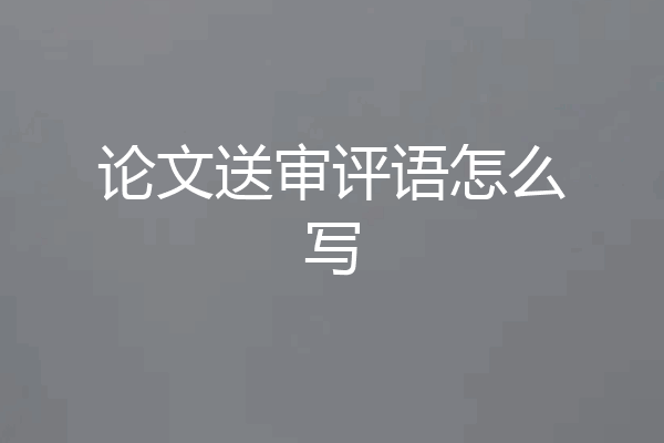 论文送审评语怎么写