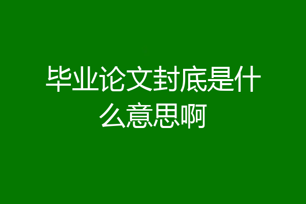 毕业论文封底是什么意思啊