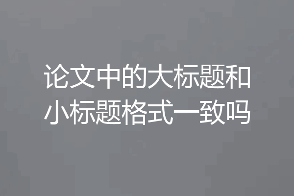 论文中的大标题和小标题格式一致吗