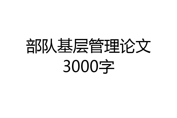 部队基层管理论文3000字
