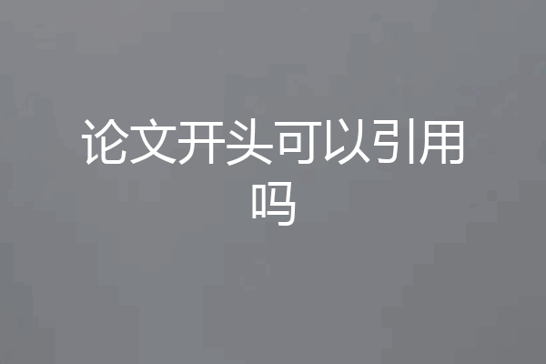 论文开头可以引用吗