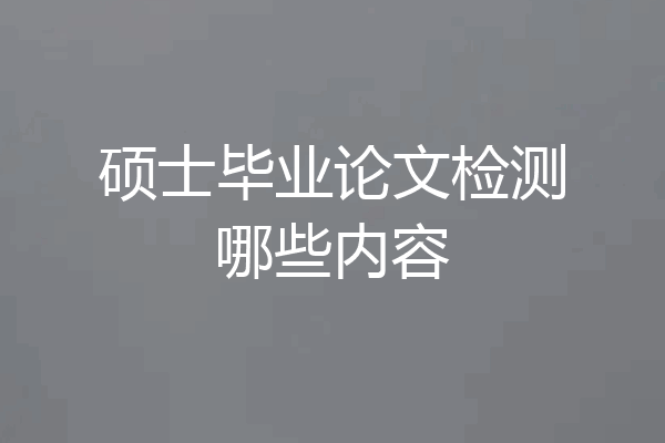 硕士毕业论文检测哪些内容