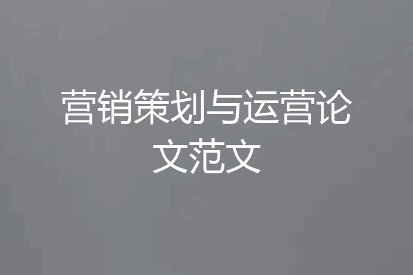 营销策划与运营论文范文