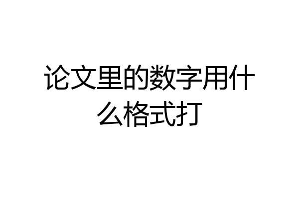 论文里的数字用什么格式打