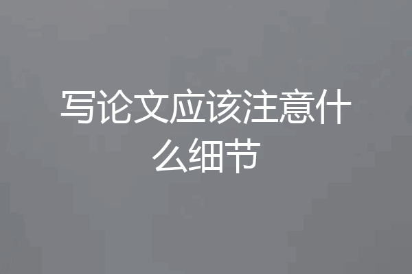 写论文应该注意什么细节