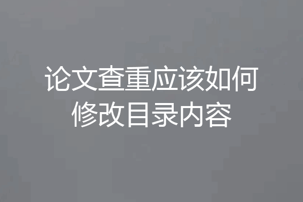 论文查重应该如何修改目录内容