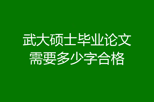 武大硕士毕业论文需要多少字合格