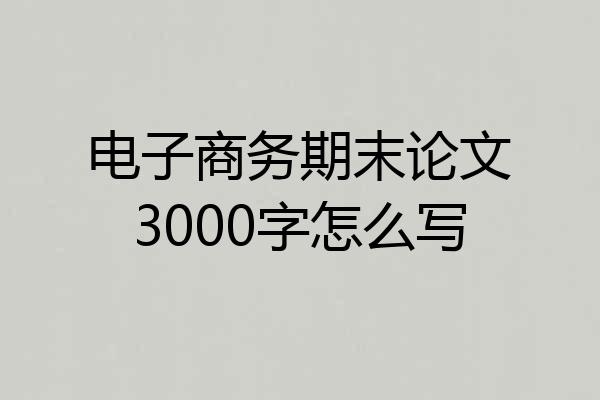 电子商务期末论文3000字怎么写