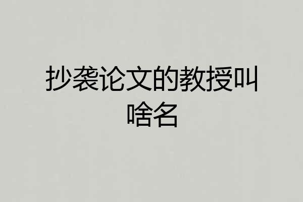 抄袭论文的教授叫啥名