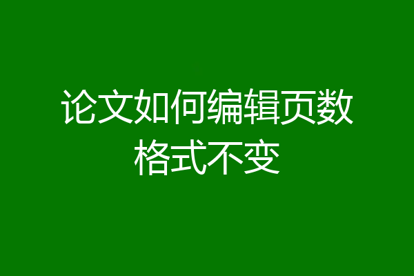 论文如何编辑页数格式不变