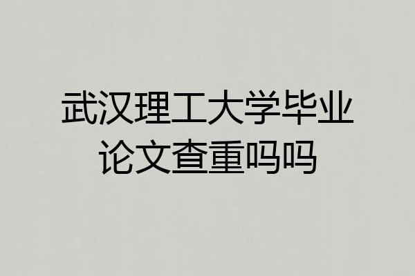 武汉理工大学毕业论文查重吗吗