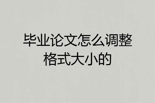毕业论文怎么调整格式大小的