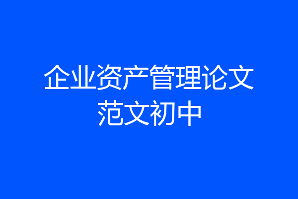 企业资产管理论文范文初中