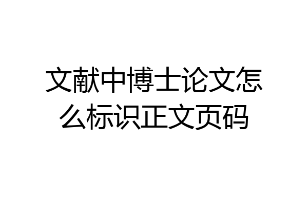 文献中博士论文怎么标识正文页码