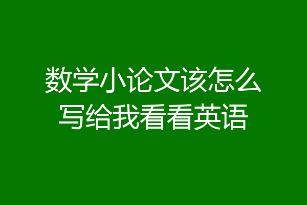 数学小论文该怎么写给我看看英语