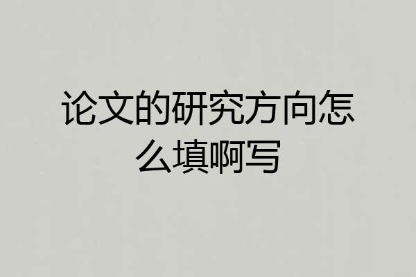 论文的研究方向怎么填啊写