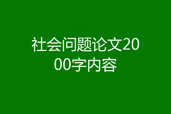 社会问题论文2000字内容