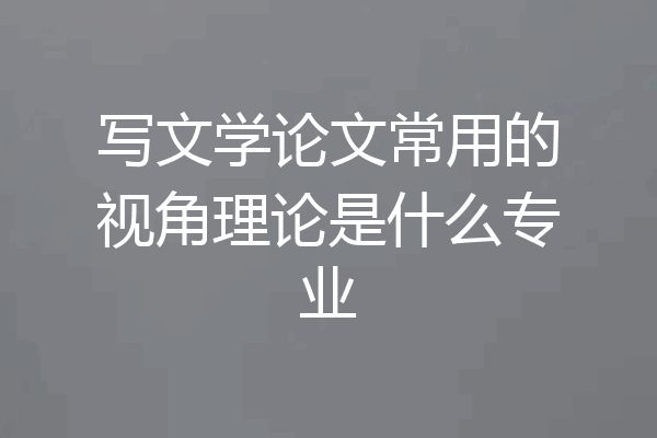 写文学论文常用的视角理论是什么专业