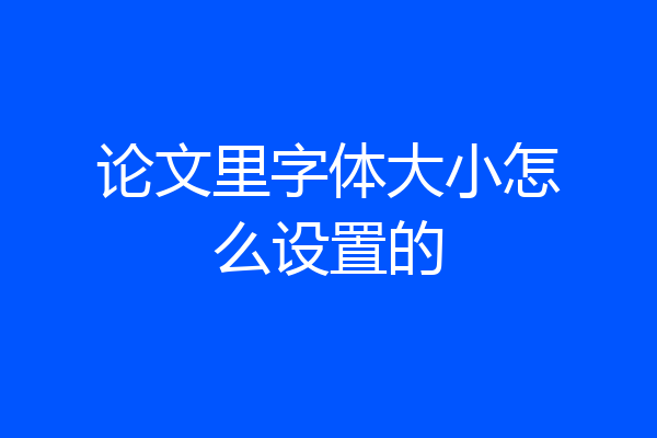 论文里字体大小怎么设置的