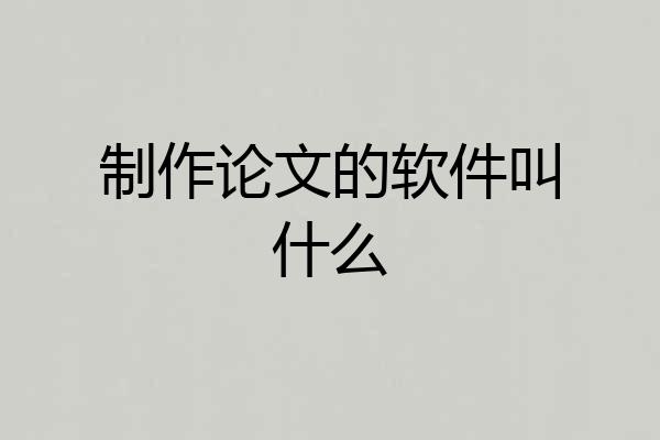 制作论文的软件叫什么