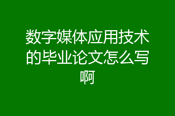 数字媒体应用技术的毕业论文怎么写啊