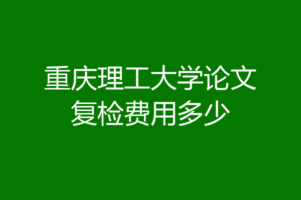 重庆理工大学论文复检费用多少