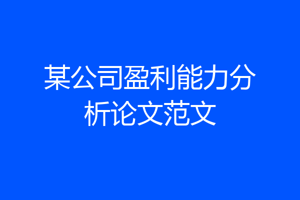 某公司盈利能力分析论文范文