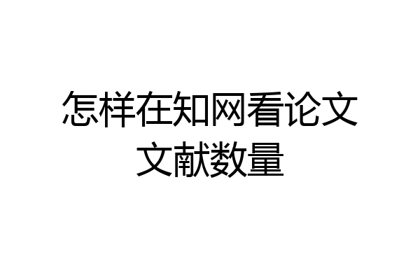 怎样在知网看论文文献数量
