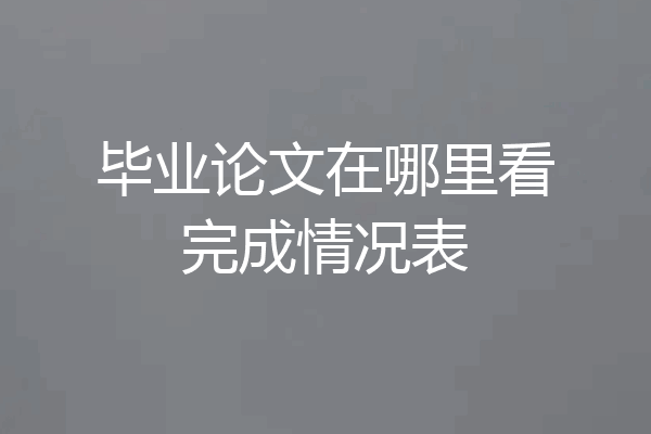 毕业论文在哪里看完成情况表