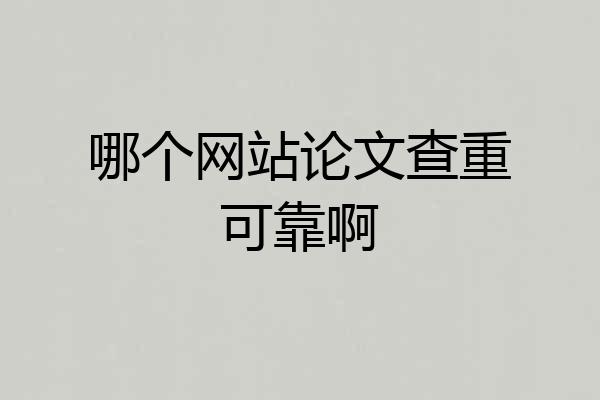 哪个网站论文查重可靠啊