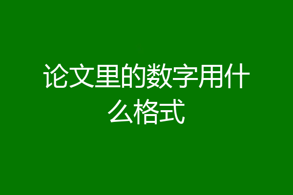 论文里的数字用什么格式