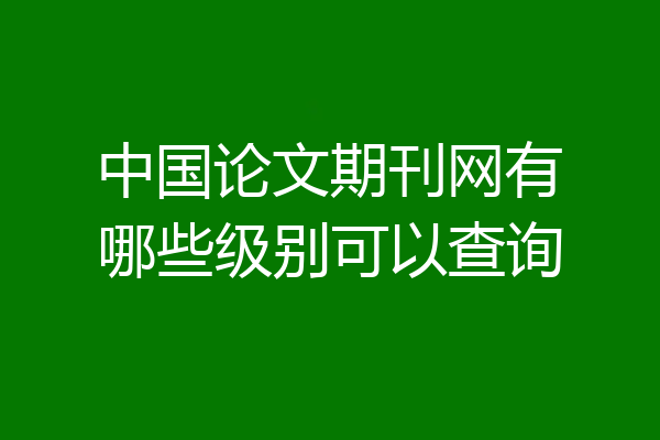 中国论文期刊网有哪些级别可以查询
