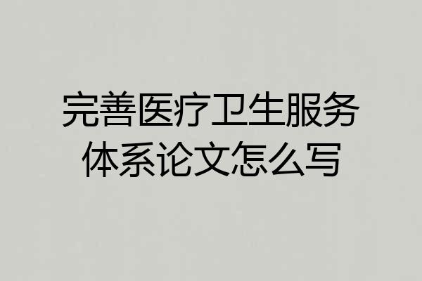 完善医疗卫生服务体系论文怎么写