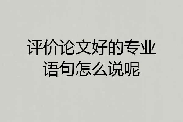 评价论文好的专业语句怎么说呢