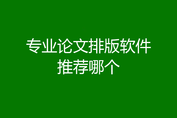专业论文排版软件推荐哪个