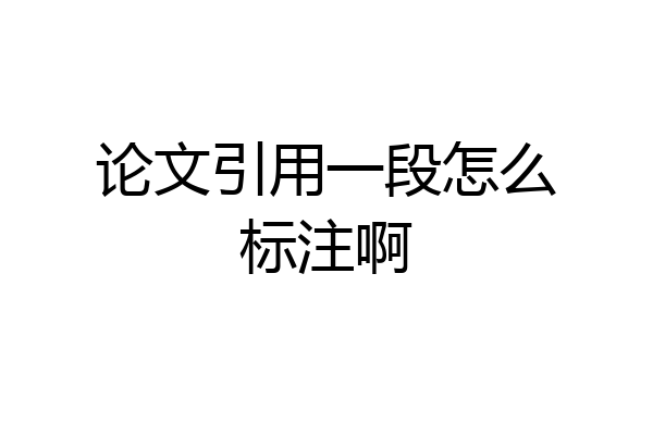 论文引用一段怎么标注啊