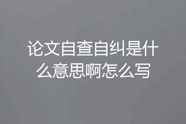 论文自查自纠是什么意思啊怎么写