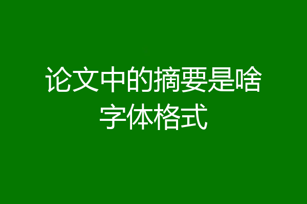 论文中的摘要是啥字体格式