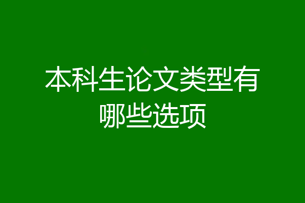 本科生论文类型有哪些选项