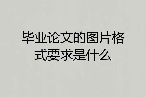 毕业论文的图片格式要求是什么