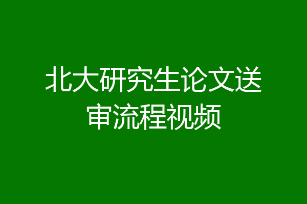 北大研究生论文送审流程视频