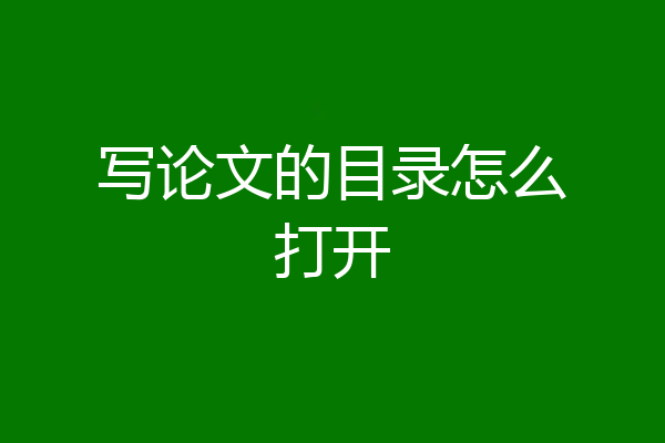 写论文的目录怎么打开