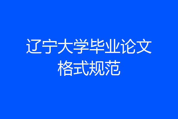 辽宁大学毕业论文格式规范