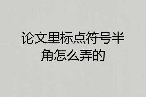 论文里标点符号半角怎么弄的