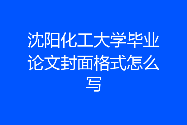 沈阳化工大学毕业论文封面格式怎么写